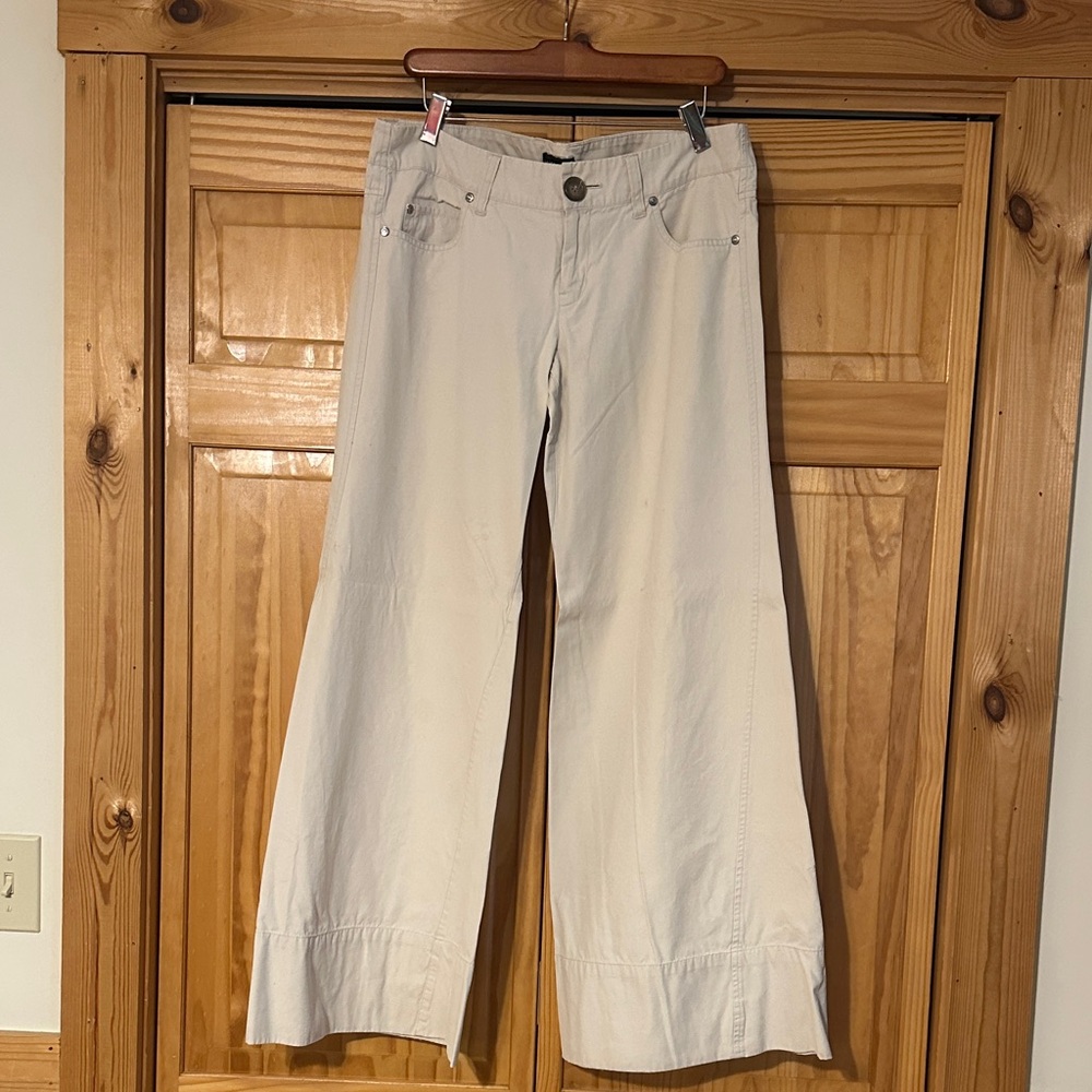 Vintage Wet Seal Super Low Rise SUPER Wide-Leg Flare Trousers Cream - Y2K